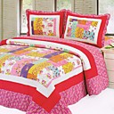 3 pcs marco lavada conjunto edredón de algodón rojo