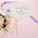 Personalized Pearl Paper Hand Fan - Blue Flower (Set of 12)