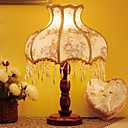 40W Luz Retro Mesa tradicional con pantalla de tela y Candelabro de madera