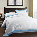 3PCS Blue Frame Garment Wash Linen Twin/Queen/King Duvet Cover Set