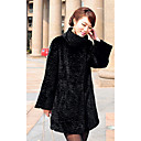 Long Sleeve Standing Collar Rex Rabbit Fur Casual/Party Coat