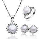 Beautiful Cuprum With Cubic Zirconia / Pearl Women's Jewelry Set Including Necklace,Earrings,Ring