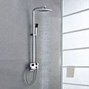 Digital LCD Screen Thermostatic Contemporary Style Chrome Finish Shower Faucets with 8" Showhead + Handheld