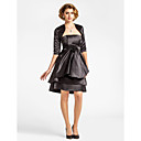 A-line Strapless Knee-length Satin Mother of the Bride Dress With A Wrap