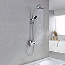 Thermostatic Digital LCD Screen Contemporary Style Chrome Finish Shower Faucets with 8" Showhead + Handheld