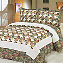 3PCS Floral Geometric Cotton Queen Size Quilt Set