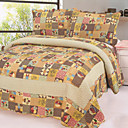 3PCS Yellow Novelty Cotton Queen Size Quilt Set