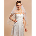 Elegant Two-tier Elbow Wedding Veil With Applique Edge