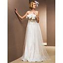 A-line Princess Floor-length Feather And Stretch Satin Wedding Dress With Removable Straps
