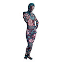 Blau und rosa Blumen-Muster Spandex Zentai Full Body
