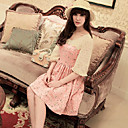 Floral Print Women's Chiffon Jurk met opengewerkt Sleeve