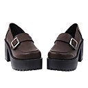 Handmade Chocolate PU Leather 8cm High Heel School Lolita Shoes