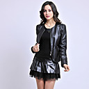 Long Sleeve Collarless Sheepskin Casual/Party Jacket