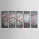 Hand-painted Floral Oil Painting with Stretched Frame - Set of 5