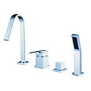 Hedendaagse Twee handgrepen Brede met messing Behandeld douche kop bad kraan chroom