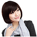 Capless Kurze Chestnut Brown Wavy Echthaar Perücken Side Bang