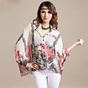 Women's Chiffon Plus Size Folk Print Shirt(Bust:Up to 130cm)