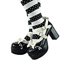 Handmade Preto 8 centímetros de couro PU sapatos bonecas de salto alto Lolita