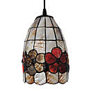 40W Artistic Tiffany Pendant Light with Stained Glass Shade in Floral Design