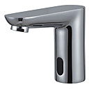 Contemporary Style Chrome Finish Deck Mounted Brass Sensor Right-angle Style Bathroom Sink Faucets