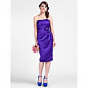 Sheath/Column Strapless Knee-length Satin Bridesmaid Dresses