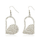 Elegant Alloy with Shining Crystal Heart Design Drop Earrings(Length*Width 55*30 mm)