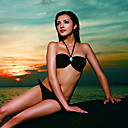 Smart Sexy Solid Color Halter Neck  Buckle Bikini Set