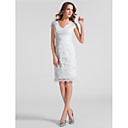 Sheath/Column V-neck Knee-length Lace Cocktail Dress