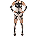 Weiß und Schwarz Skeleton Pattern Lycra Kleid