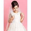 Three-tier Fingertip Wedding Flower Girl Veil With Beaded Edge
