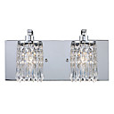 120W applique da parete moderna con pendenti in cristallo e 2 luci in cromo lucido