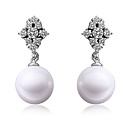 Pretty Platinum Plated Pearl with Cubic Zirconia Earrings