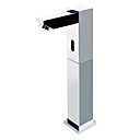 Contemporary Style Deck Mounted Chrome Finish Brass Sensor Bathroom Sink Faucets (High)