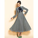 TS Print Bow Tie Collar Maxi Dress