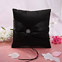 Black Wedding Ring Pillow With Rhinestone