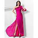 Sheath/Column One Shoulder Floor-length Satin Chiffon Evening Dress