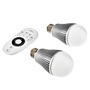 Dimbaar E27 7W Warm Wit & Natural White Light Remote Controlled LED-lamp (85-265V, 1-Pair)