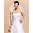 2 Layers Elbow Wedding Bridal Veil With Scattered Crystals And Beaded Edge