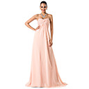 Sheath/Column Sweetheart/Spaghetti Straps Sweep/Brush Train Chiffon Evening Dress