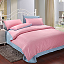4PCS Pink & Blue Print Cotton Duvet Cover Set