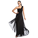 A-line One-shoulder Floor-length Chiffon Evening Dress