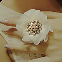 Women's White Chiffon Flower Zircon Metal Ring(Inner Dia:17MM)