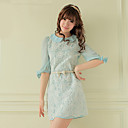 Women's Lace Borduren Bow Decor Dress