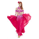 Desempenho Dancewear Chinlon e Spandex com Tiras e lantejoulas roupa de dança do ventre para senhoras mais cores