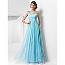 A-line One Shoulder Floor-length Chiffon And Tulle Evening Dress