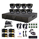 8-Kanal Home and Office DIY CCTV DVR-System (P2P Online, 8 Indoor-Dome-Kamera)
