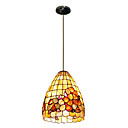 80W artistico Tiffany luce del pendente con 2 luci e colorato Natura Shell Shade integrato di Down