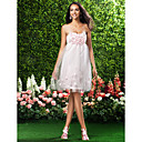 Empire Strapless Knee-length Tulle Over Satin Bridesmaid/ Wedding Party Dress