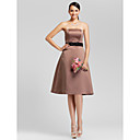 A-line Strapless Knee-length Satin Bridesmaid Dress