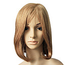 100% real del pelo humano del marrón longitud media peluca de pelo recto